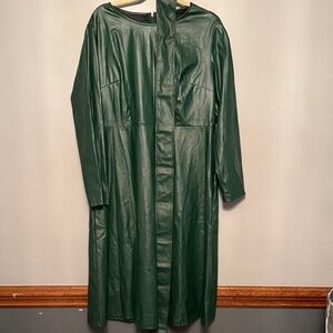 Women's Green Faux Leather Dress